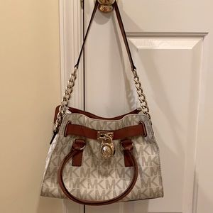 MICHAEL Michael Kors Hamilton Logo Satchel Bag in Brown